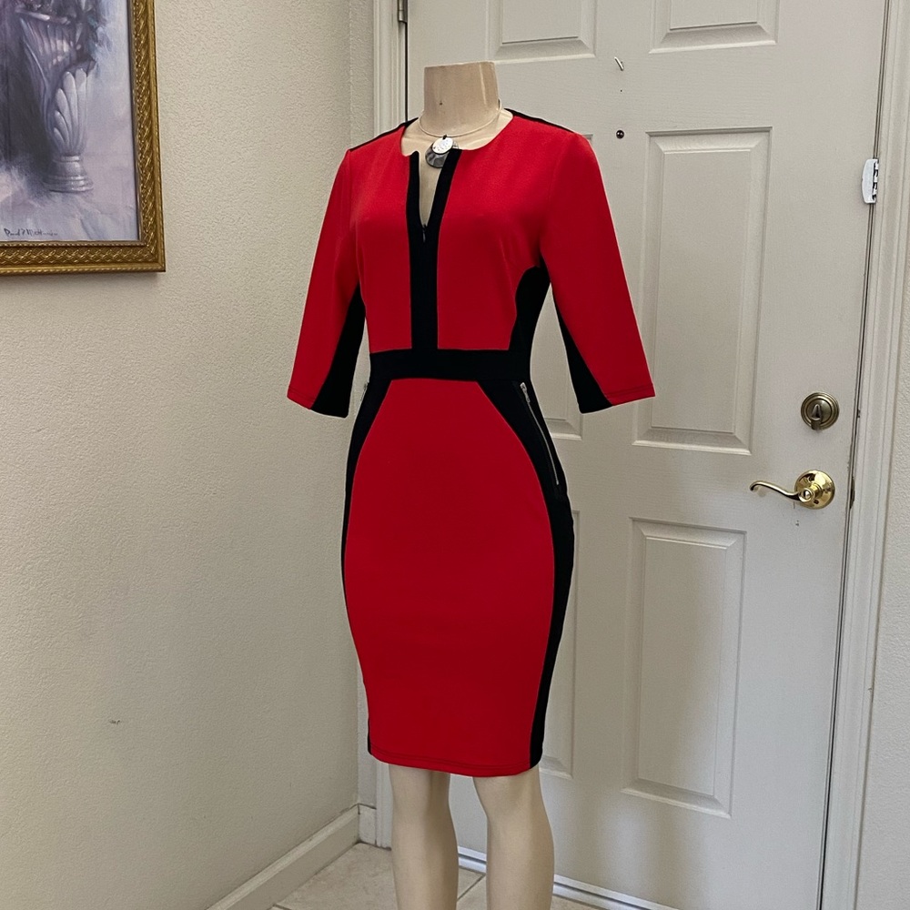 “HOMIE” ❤️ Súper Chic 🖤 Sheath Black & Red Dress